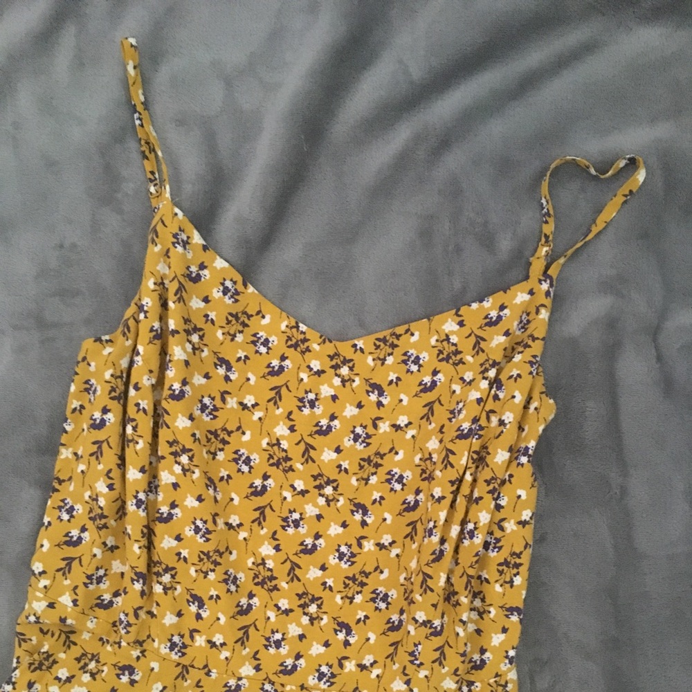Yellow, Floral, A-Line Dress